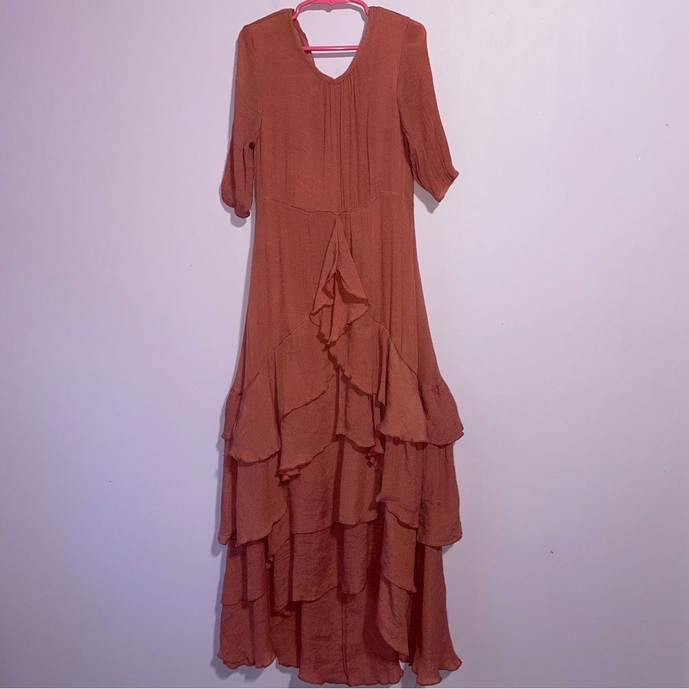 Joyfolie Maxi Dress in Cedarwood Girls Size 8 Tiered Ruffle Boho Cottagecore